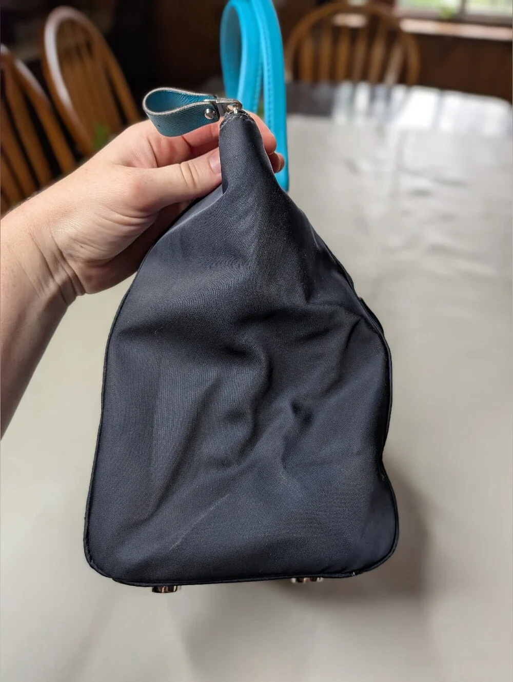 Michael Kors Nylon Kelsey Medium Tote Navy And Turquoise